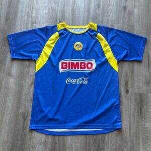 Club America Soccer Jersey Mens XL Blue Yellow Bimbo Coca-Cola Corona Liga MX